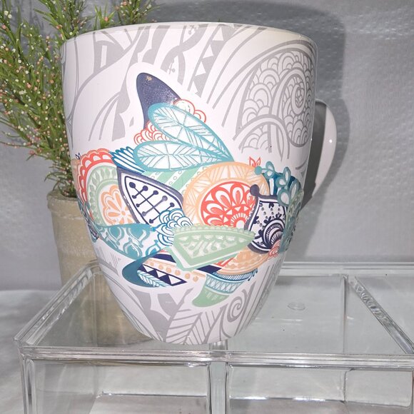 BEAUTIFUL CERAMIC MUG MOSAIC TROPICAL FISH DESIGN COLORFUL LIKE NEW CONDITION - Picture 1 of 9